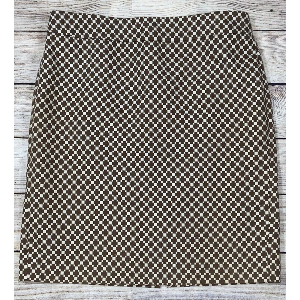 Ann Taylor Woven Khaki/Ivory Lined Pencil Skirt Size 12
